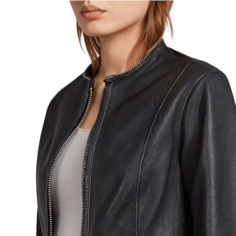All Saints Calle Blazer Leather Jacket Black Size 00